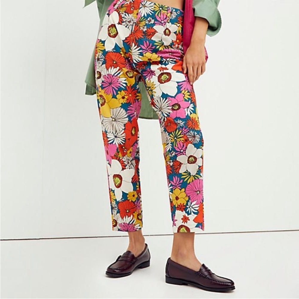 Free People Tessa Tapered Trouser- retro floral size 8 - Picture 3 of 9